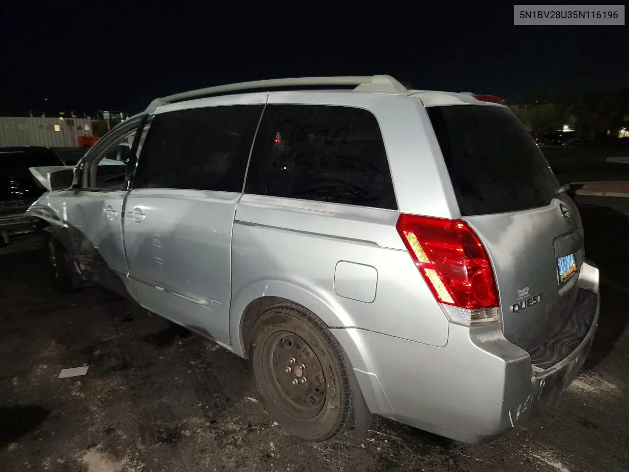 2005 Nissan Quest VIN: 5N1BV28U35N116196 Lot: 58337536