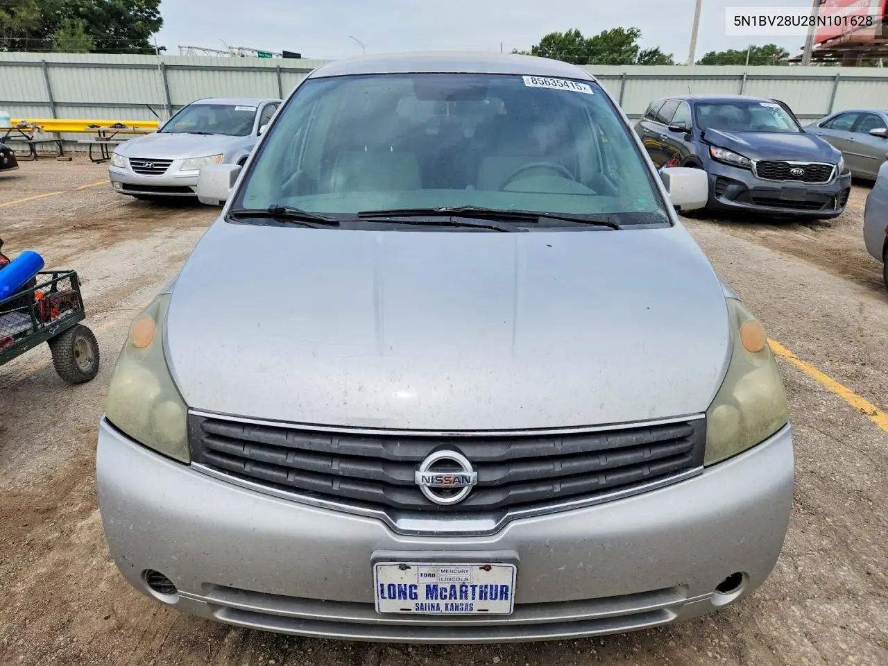 2008 Nissan Quest 3.5 VIN: 5N1BV28U28N101628 Lot: 85635415