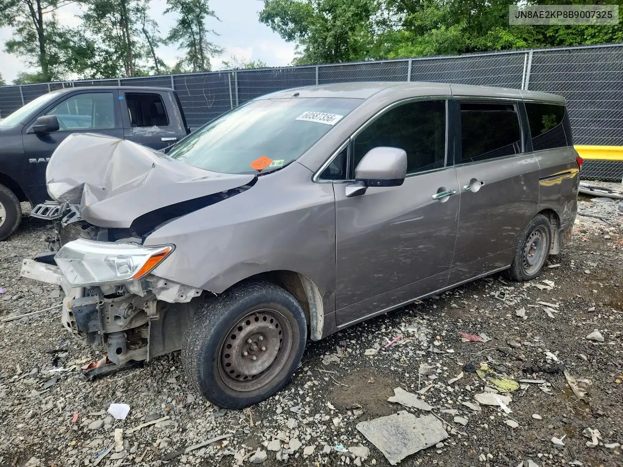 2011 Nissan Quest S/Sv/Sl/Le VIN: JN8AE2KP8B9007325 Lot: 60587356