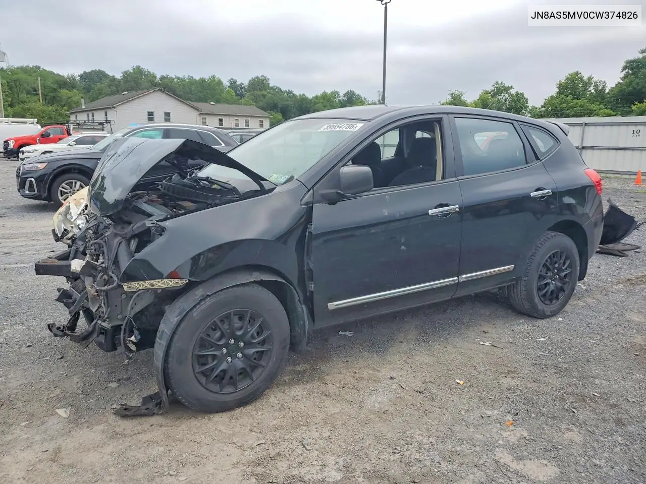 2012 Nissan Rogue S VIN: JN8AS5MV0CW374826 Lot: 59954786