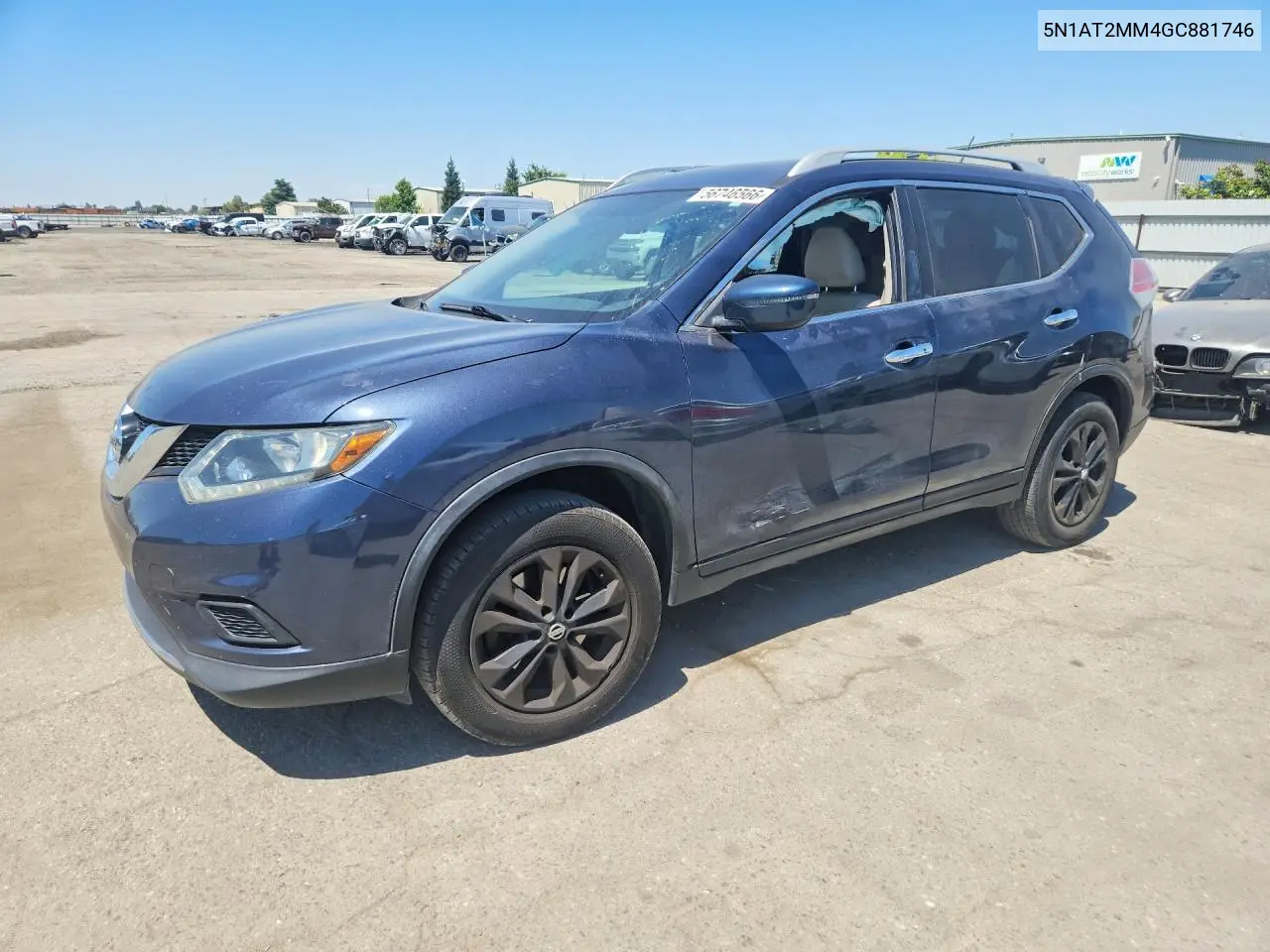 2016 Nissan Rogue Sv VIN: 5N1AT2MM4GC881746 Lot: 56746566
