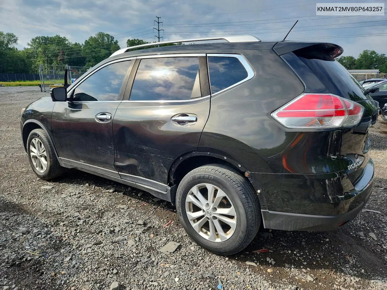 2016 Nissan Rogue Sv VIN: KNMAT2MV8GP643257 Lot: 60501476