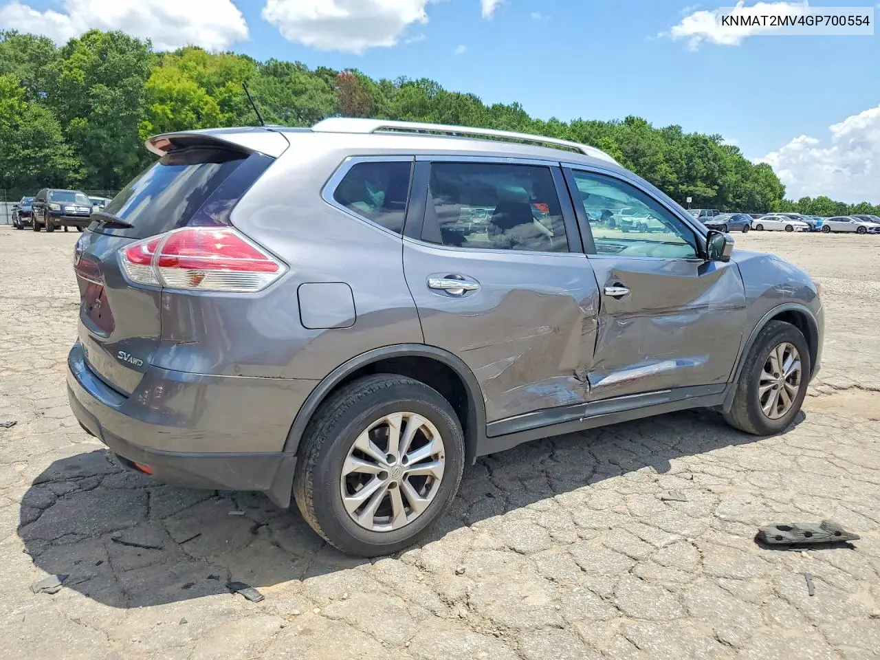 2016 Nissan Rogue Sv VIN: KNMAT2MV4GP700554 Lot: 61723066