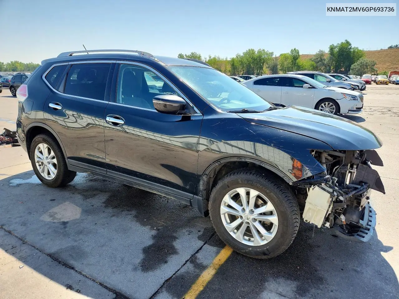 2016 Nissan Rogue Sv VIN: KNMAT2MV6GP693736 Lot: 61975976