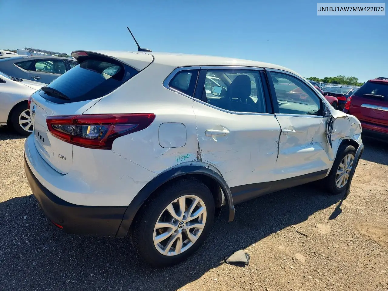 2021 Nissan Rogue Sport S VIN: JN1BJ1AW7MW422870 Lot: 55840306