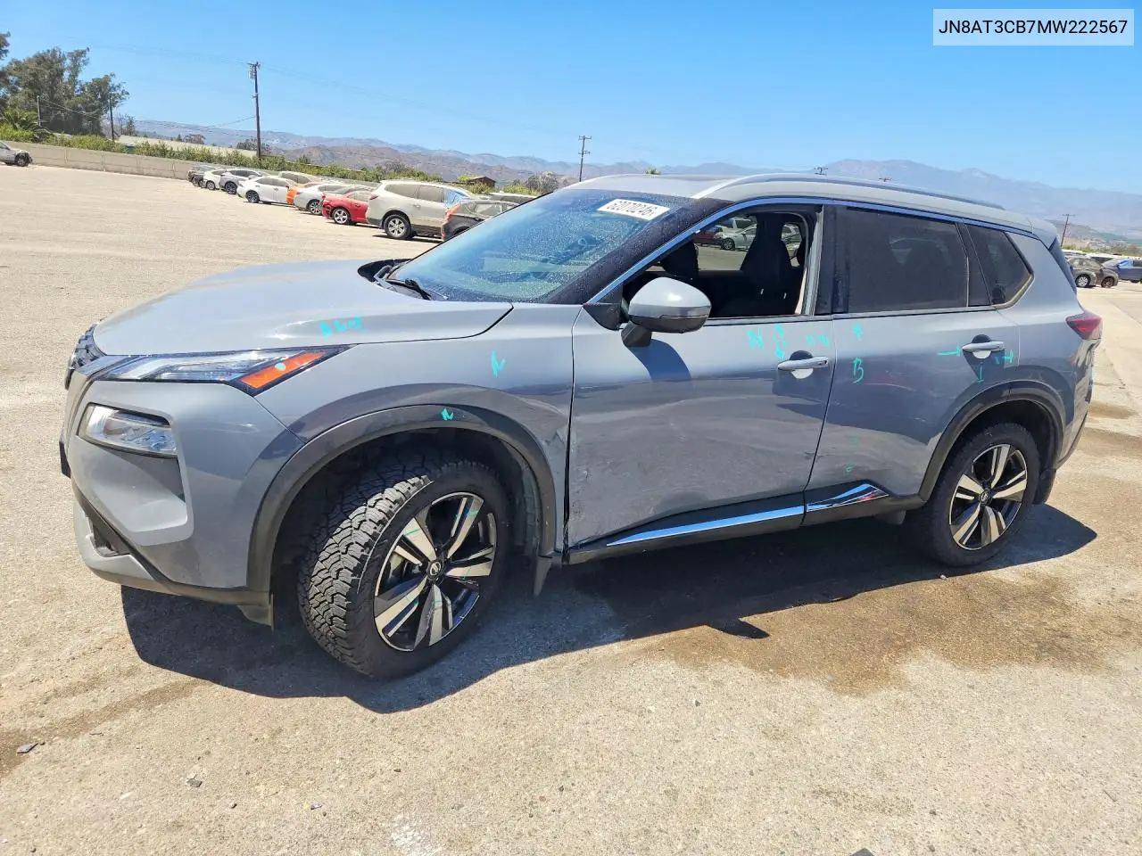 2021 Nissan Rogue Sl VIN: JN8AT3CB7MW222567 Lot: 62070246