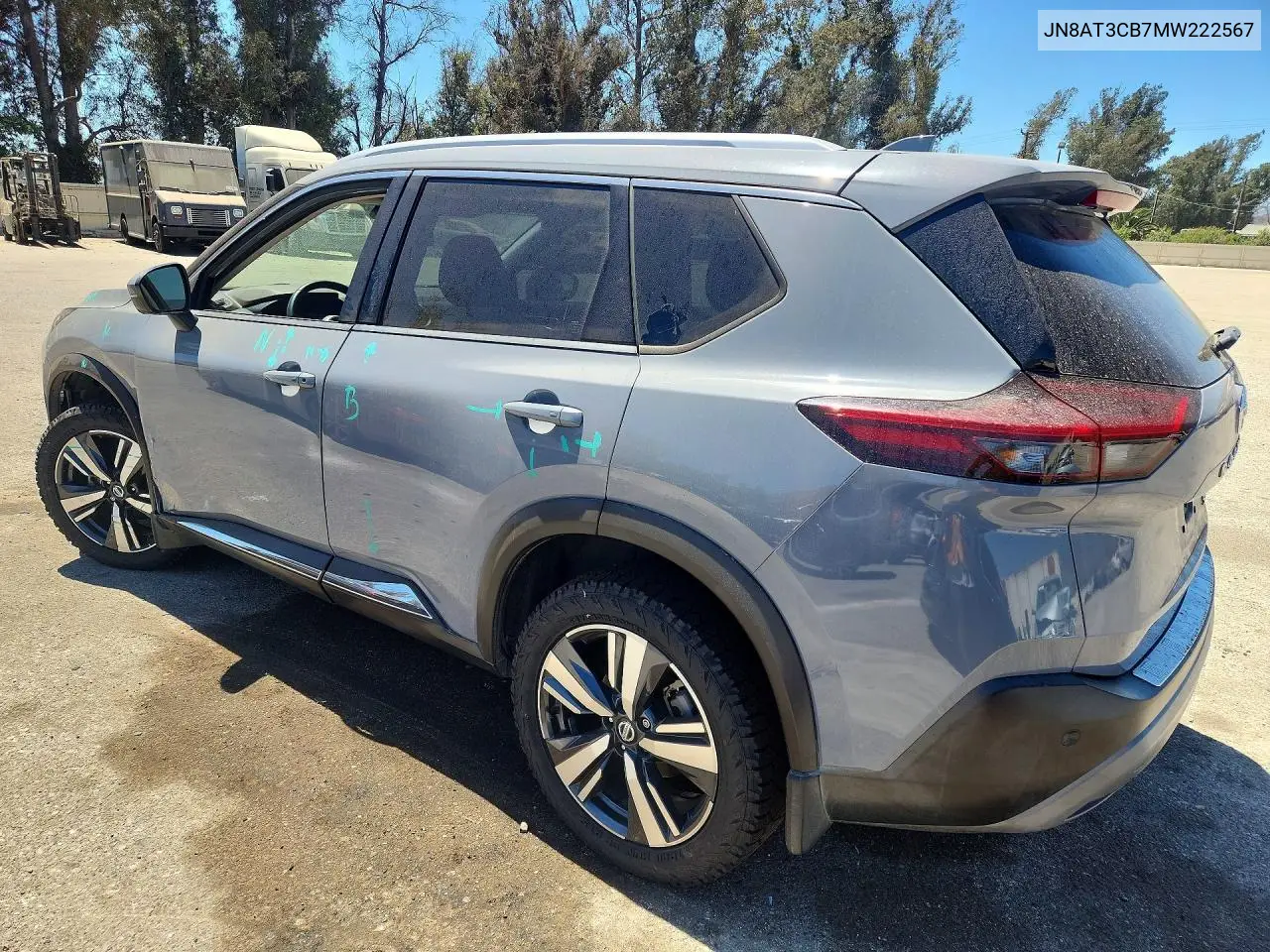 2021 Nissan Rogue Sl VIN: JN8AT3CB7MW222567 Lot: 62070246