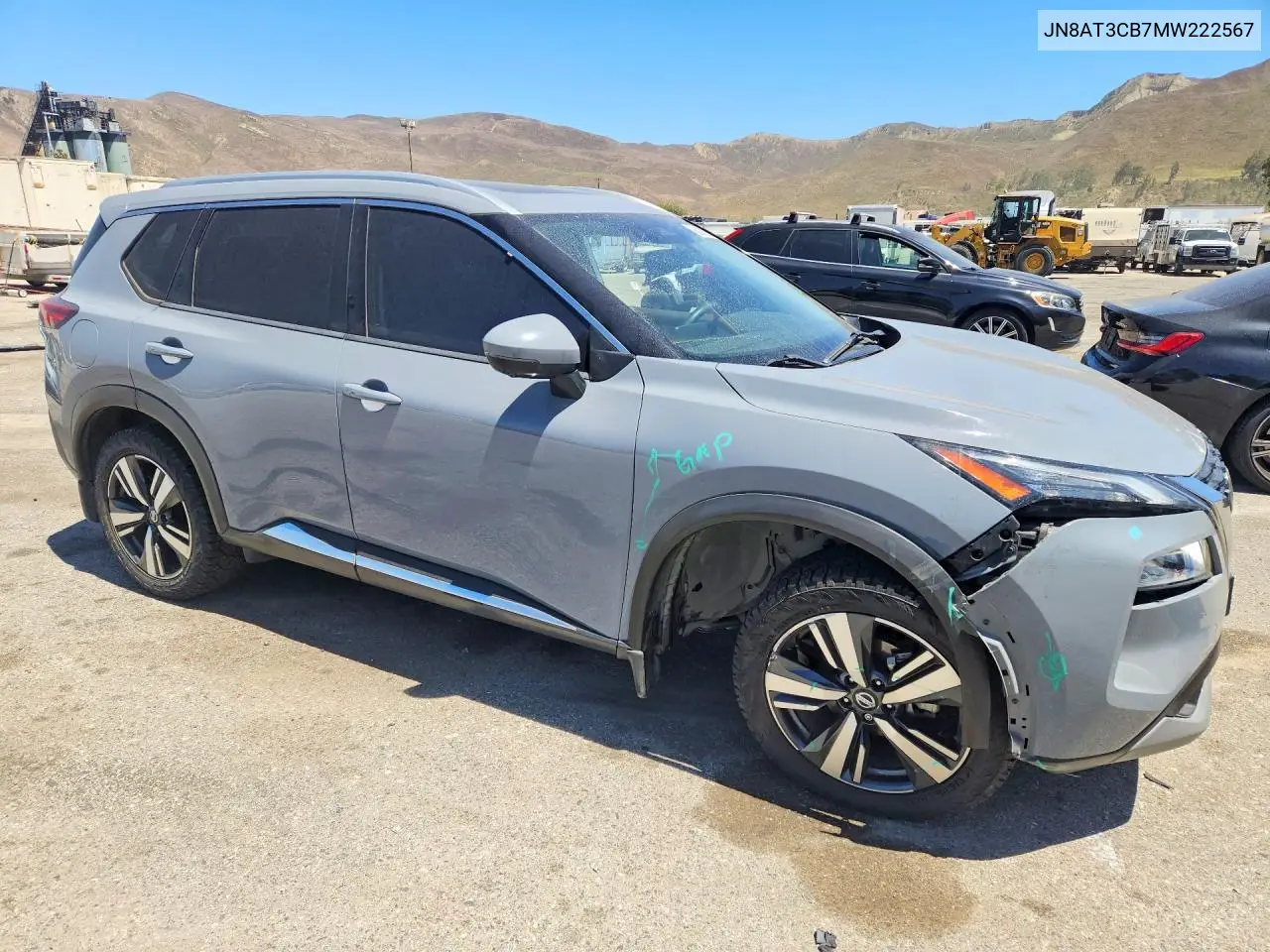 2021 Nissan Rogue Sl VIN: JN8AT3CB7MW222567 Lot: 62070246