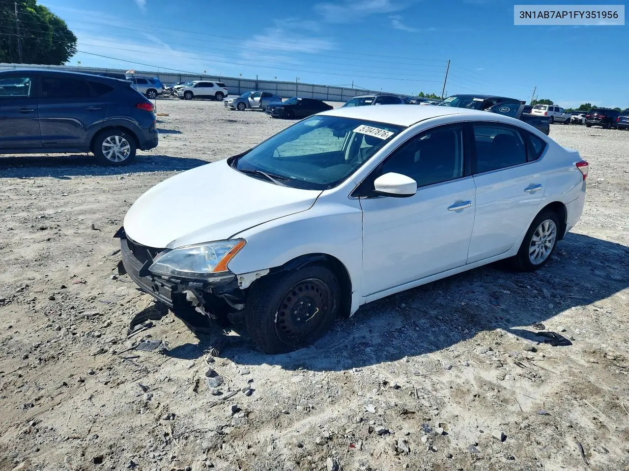 2015 Nissan Sentra S VIN: 3N1AB7AP1FY351956 Lot: 57047876