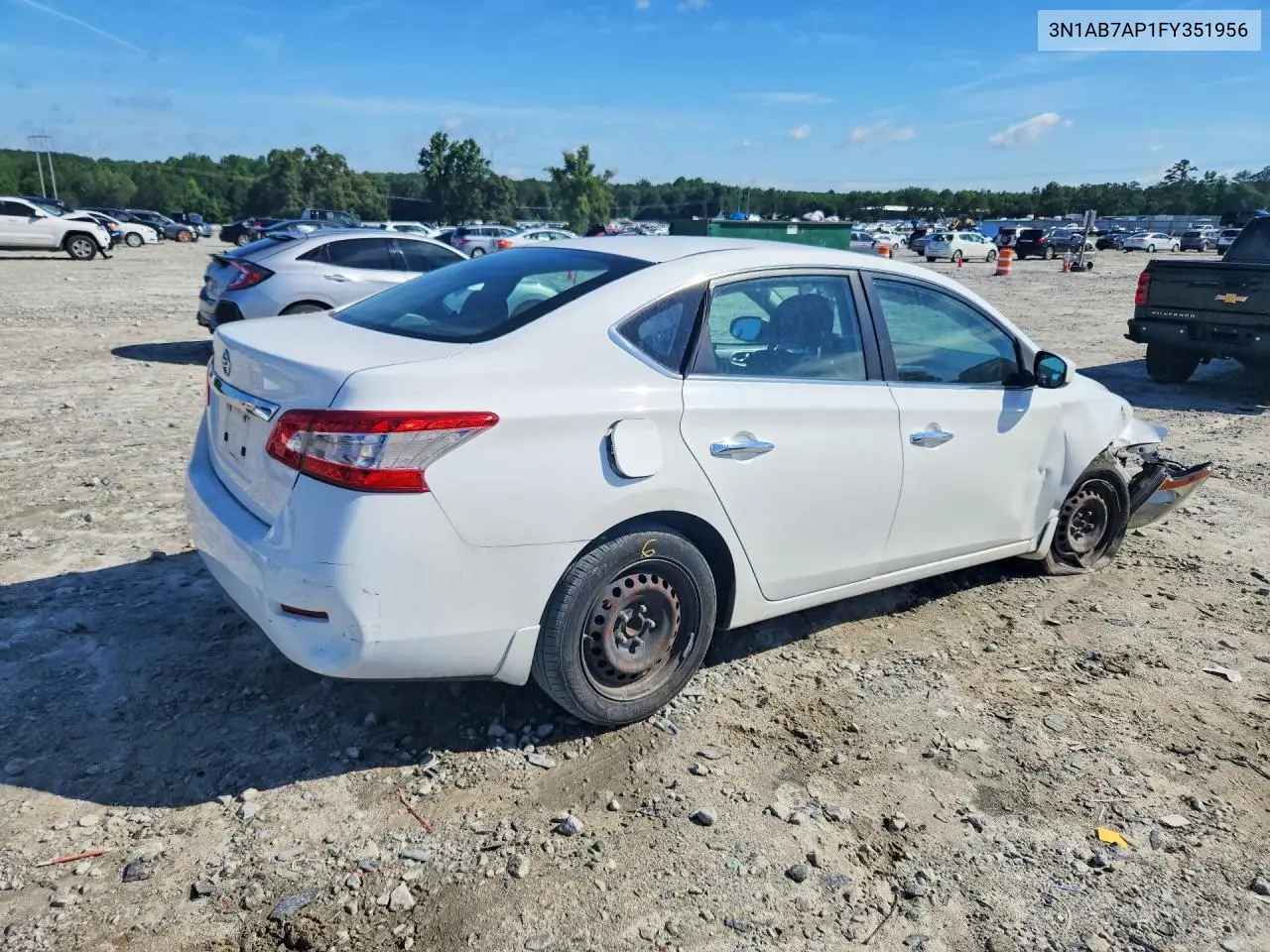 2015 Nissan Sentra S VIN: 3N1AB7AP1FY351956 Lot: 57047876