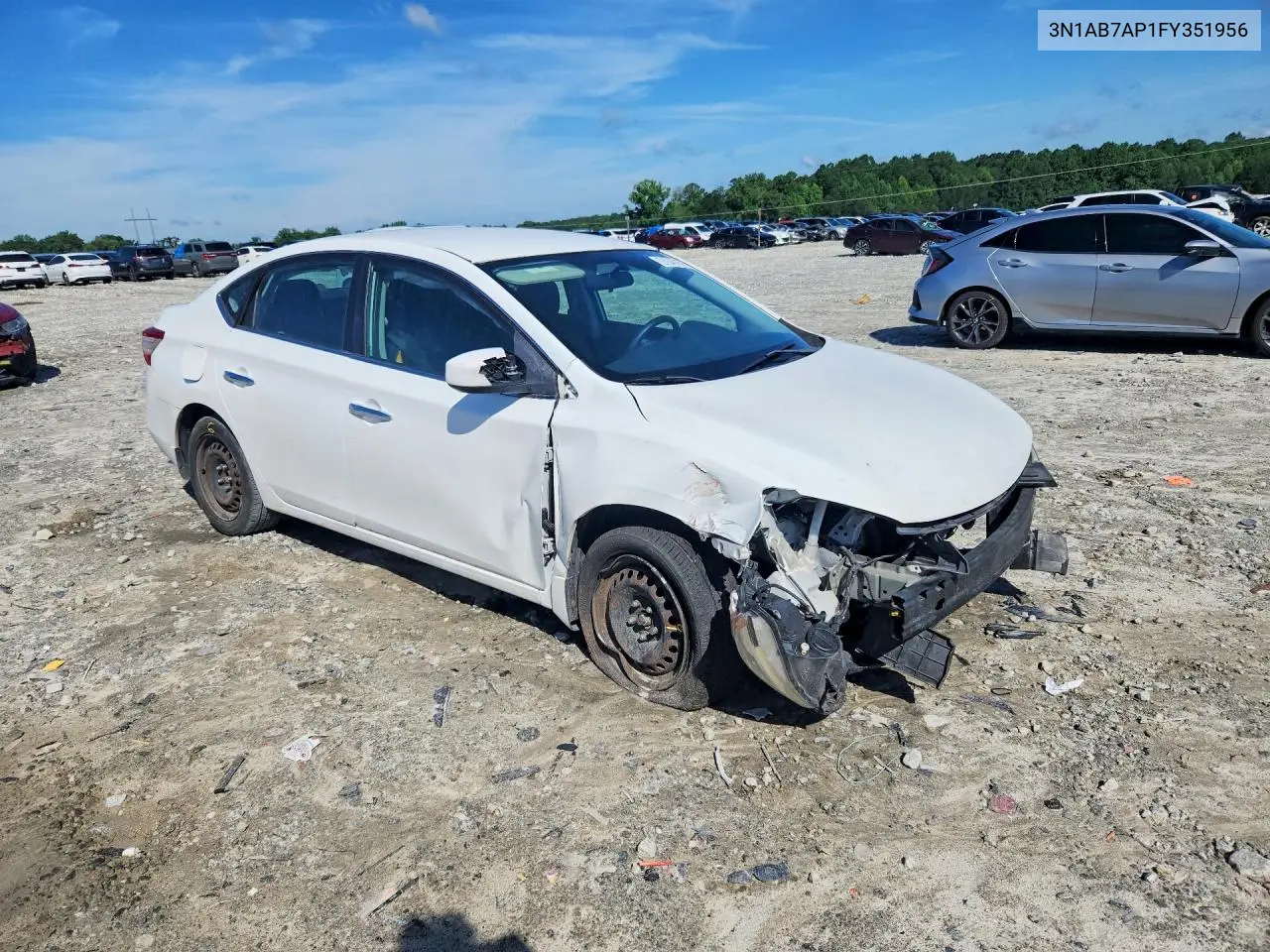 2015 Nissan Sentra S VIN: 3N1AB7AP1FY351956 Lot: 57047876