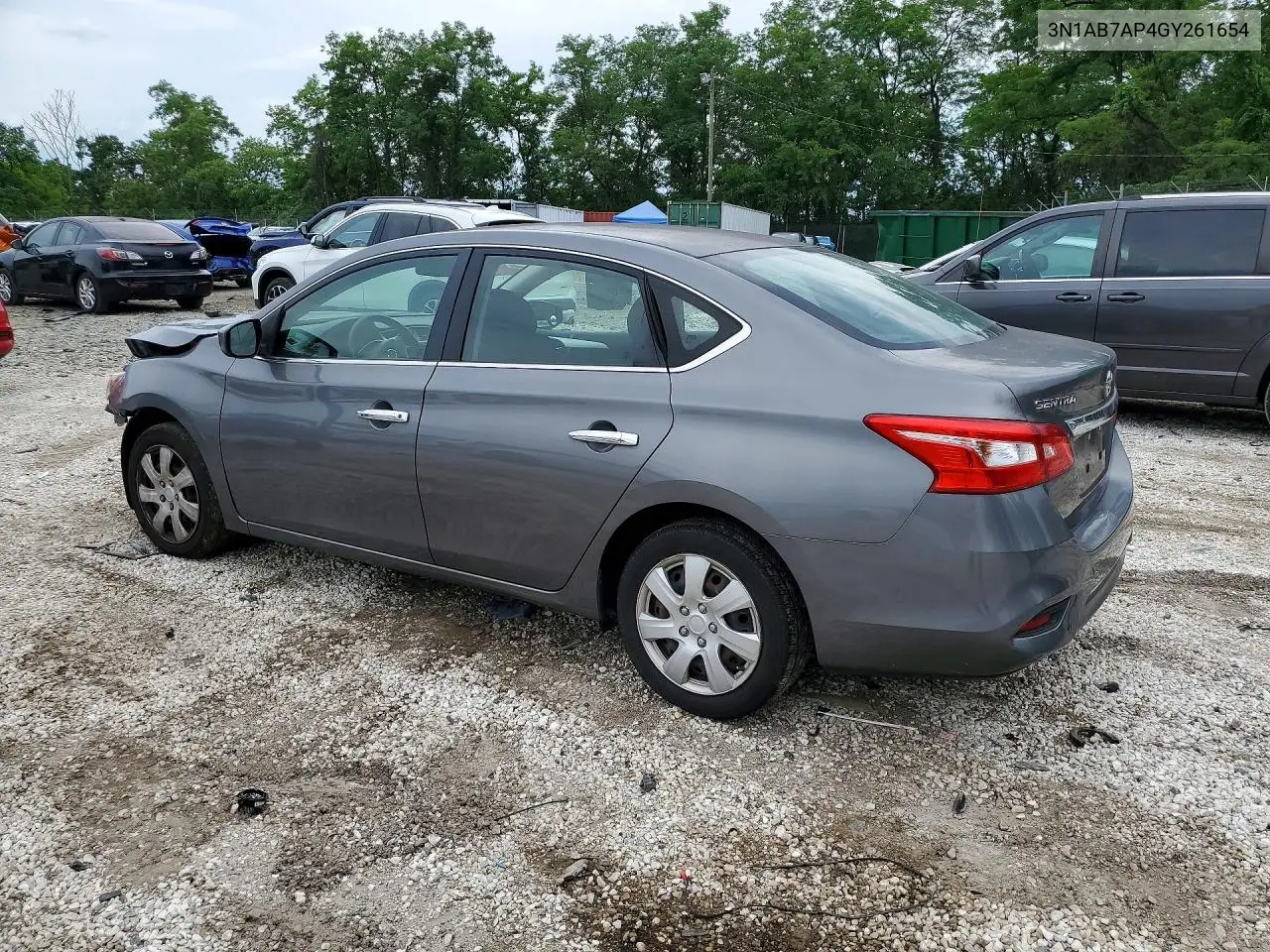 2016 Nissan Sentra S VIN: 3N1AB7AP4GY261654 Lot: 58833346