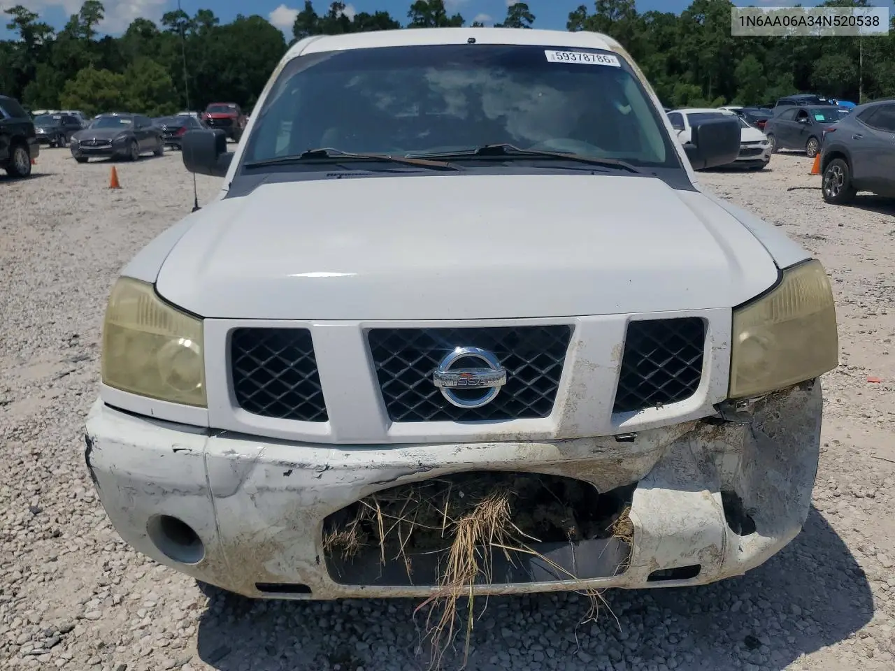 2004 Nissan Titan Xe/Se/Le VIN: 1N6AA06A34N520538 Lot: 59378786