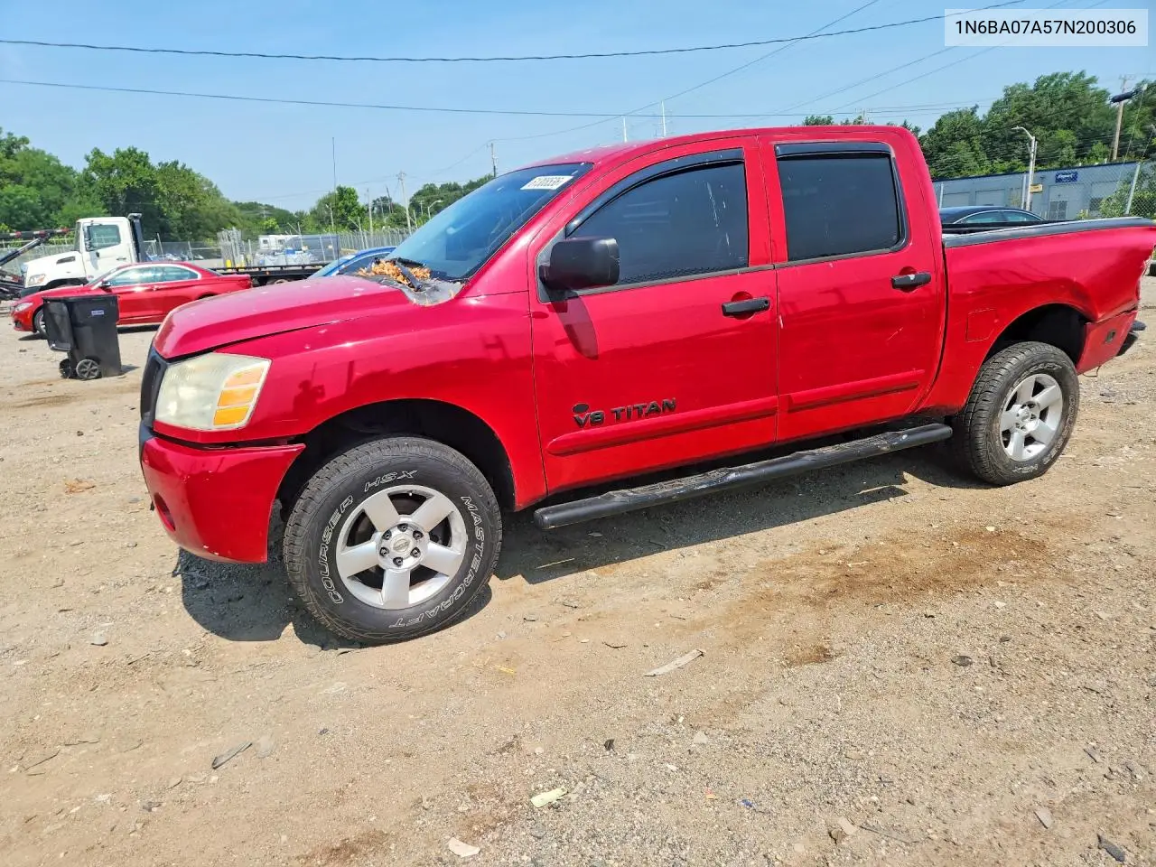 2007 Nissan Titan Xe Ffv VIN: 1N6BA07A57N200306 Lot: 61308536