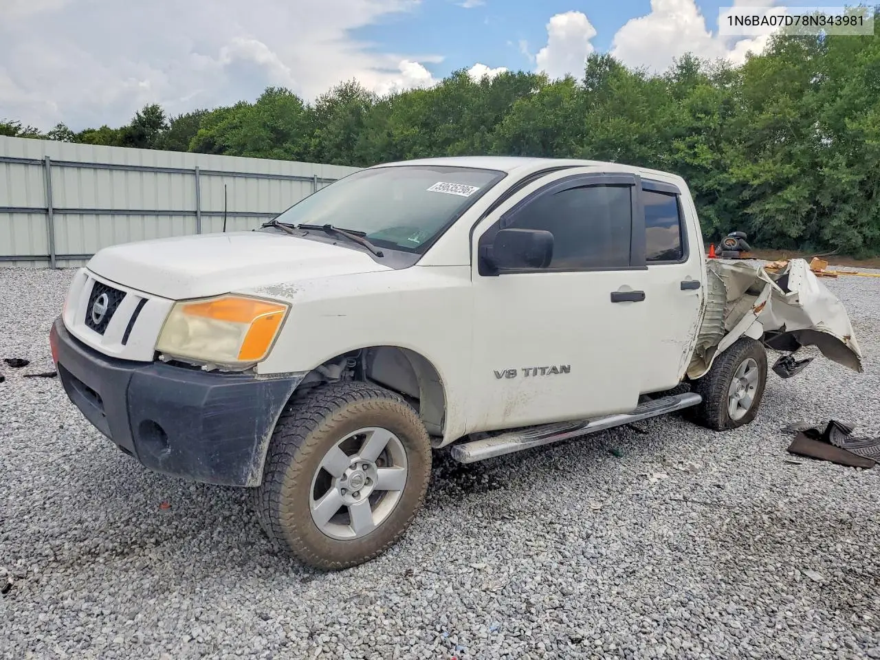 2008 Nissan Titan Xe Ffv VIN: 1N6BA07D78N343981 Lot: 59635296