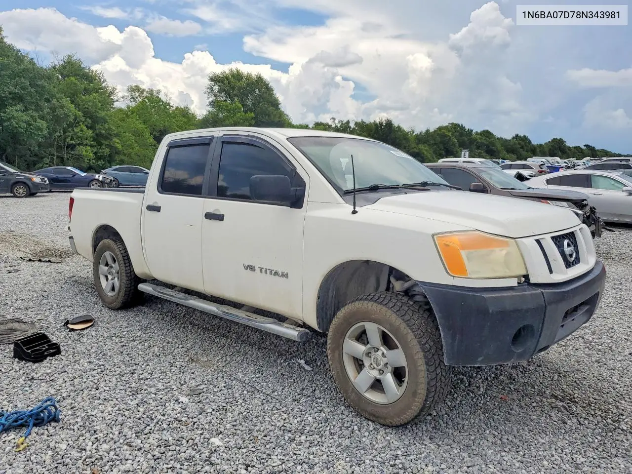 2008 Nissan Titan Xe Ffv VIN: 1N6BA07D78N343981 Lot: 59635296
