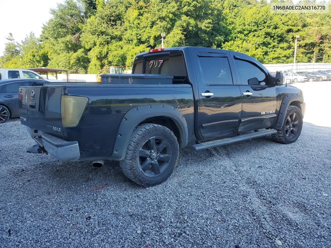 2010 Nissan Titan Se VIN: 1N6BA0EC2AN316770 Lot: 59802476