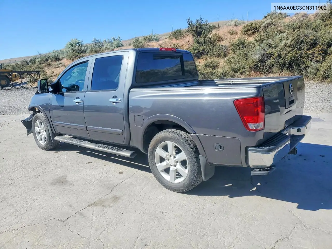 2012 Nissan Titan Sv VIN: 1N6AA0EC3CN311902 Lot: 57258906