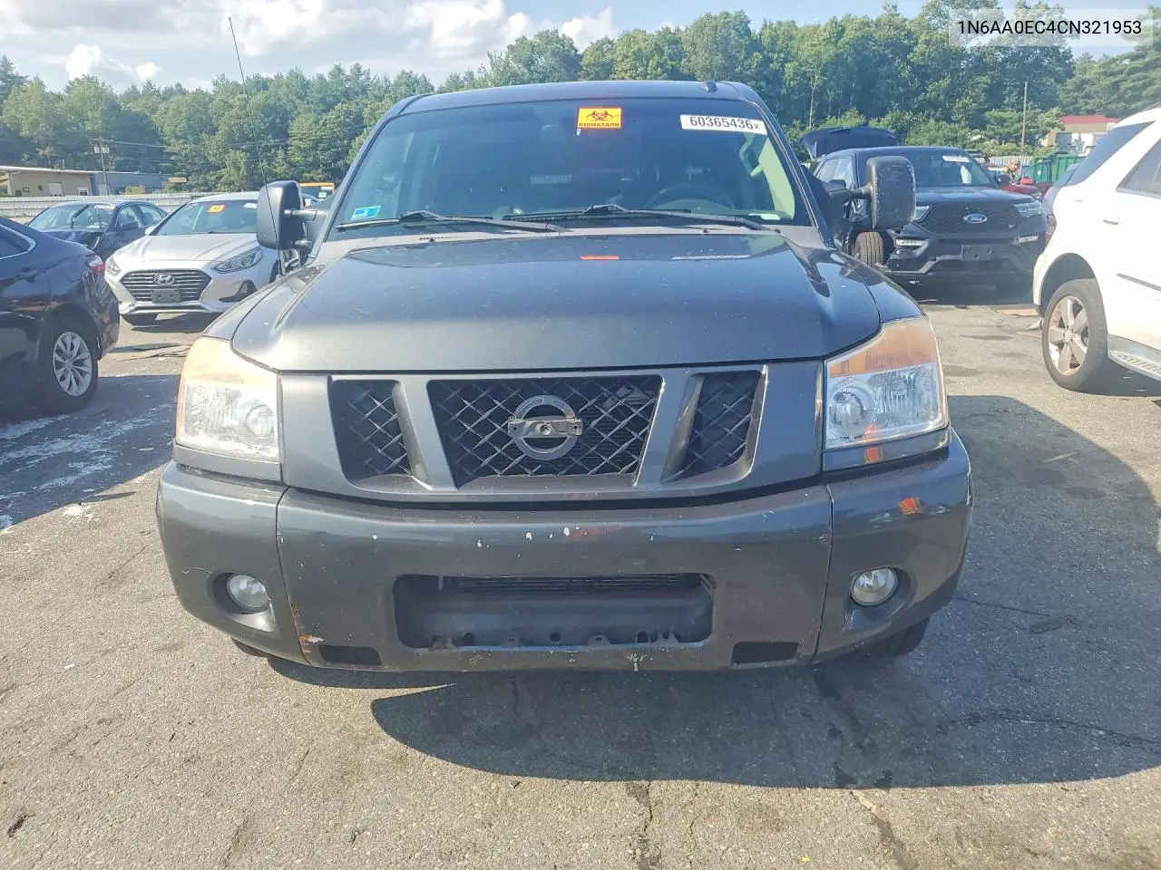 2012 Nissan Titan Sv VIN: 1N6AA0EC4CN321953 Lot: 60365436