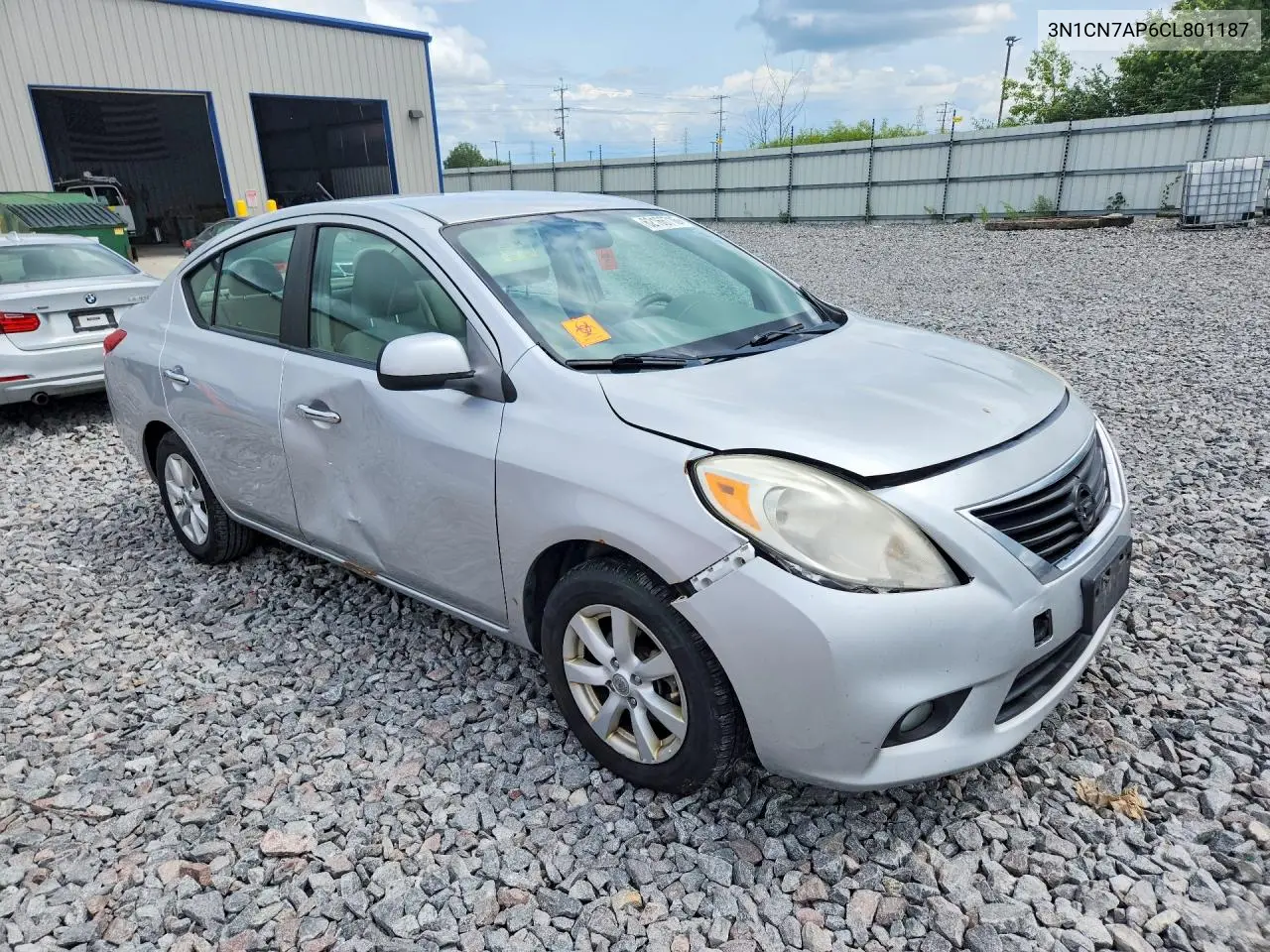 2012 Nissan Versa 1.6 S VIN: 3N1CN7AP6CL801187 Lot: 62166716