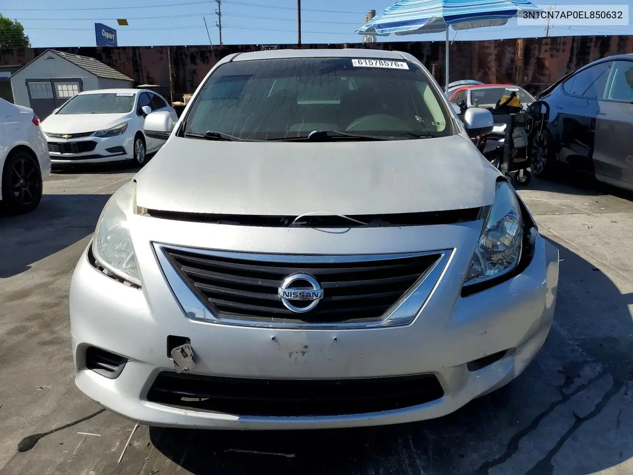 2014 Nissan Versa 1.6 S VIN: 3N1CN7AP0EL850632 Lot: 61578576