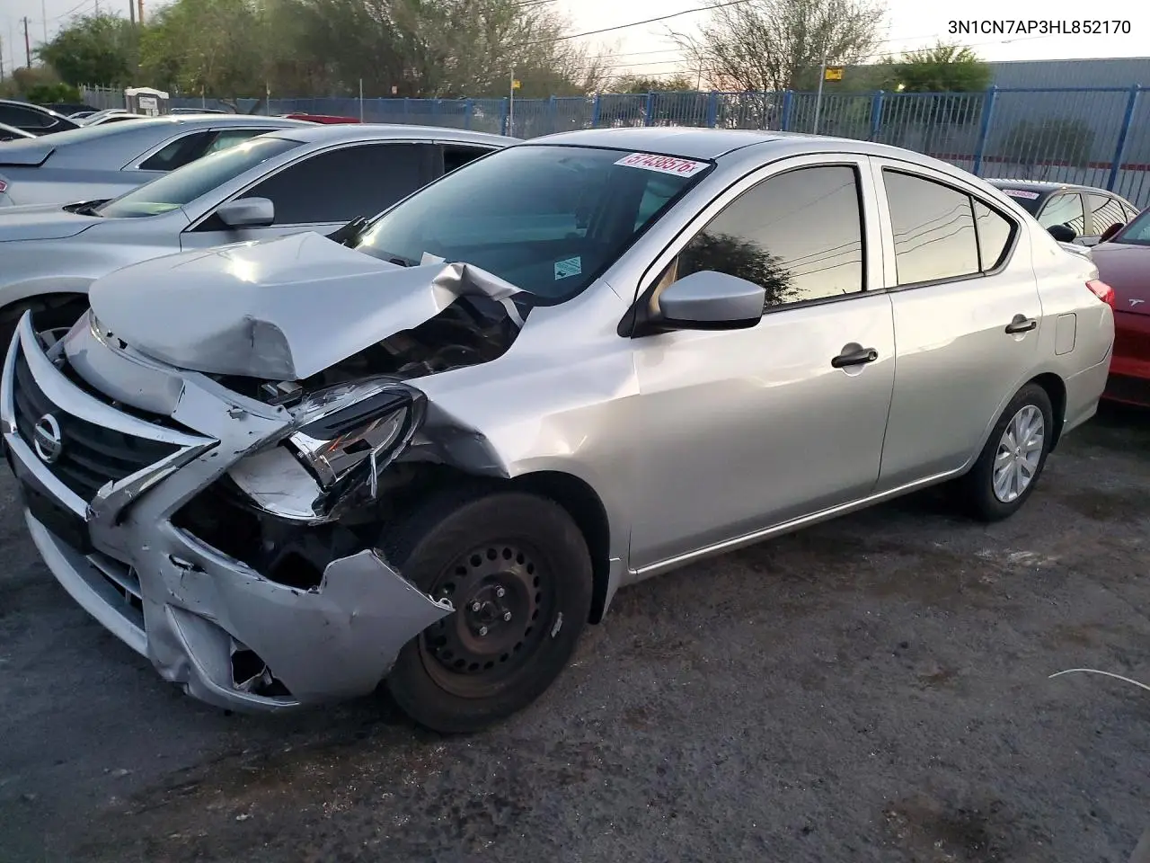 2017 Nissan Versa 1.6 S Plus VIN: 3N1CN7AP3HL852170 Lot: 57438576