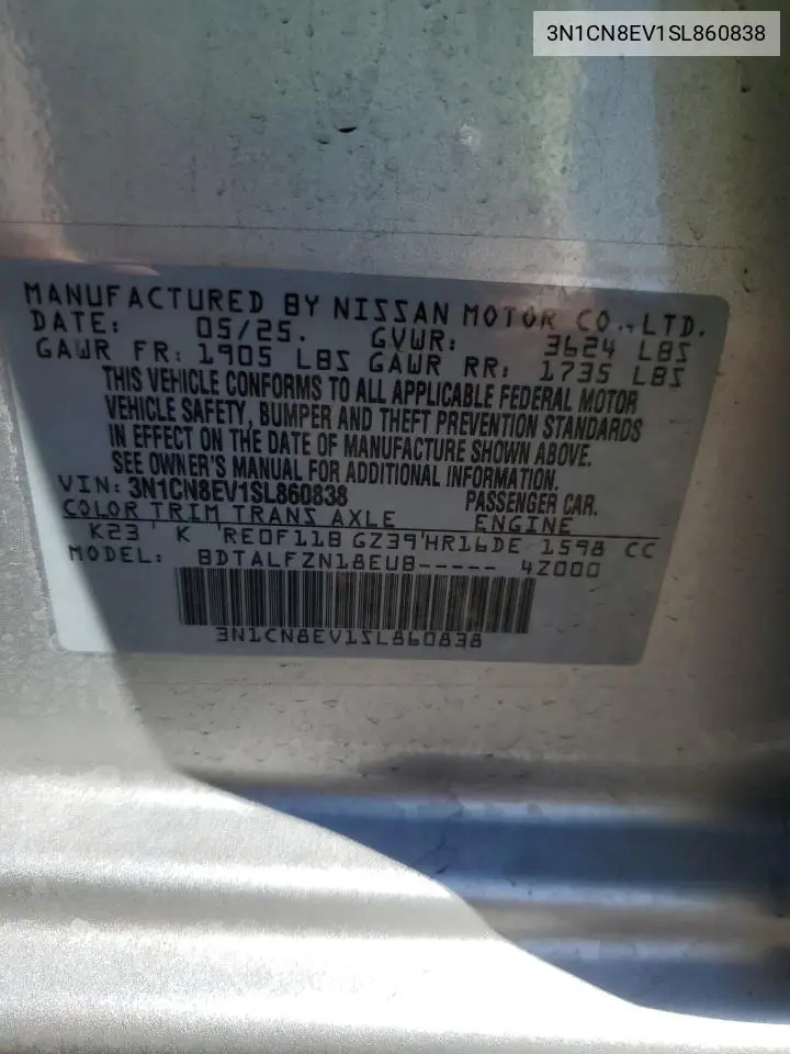 3N1CN8EV1SL860838 2025 Niss Versa