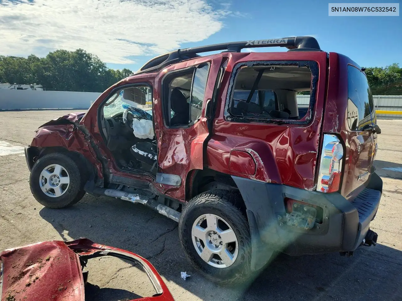 2006 Nissan Xterra X VIN: 5N1AN08W76C532542 Lot: 60857826
