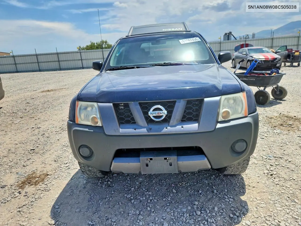 2008 Nissan Xterra X VIN: 5N1AN08W08C505038 Lot: 61067456