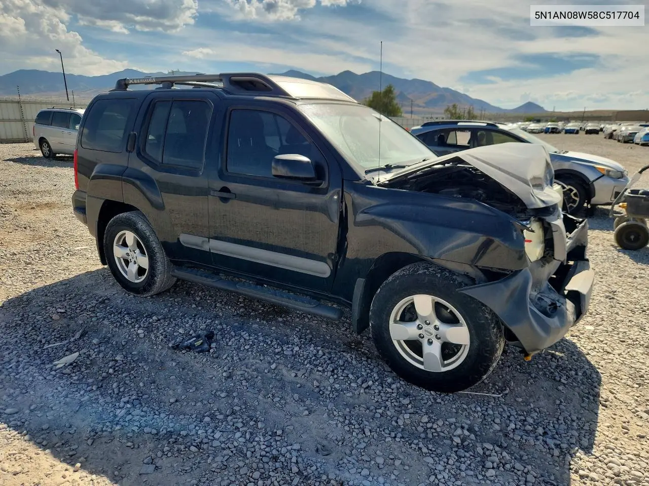 2008 Nissan Xterra X VIN: 5N1AN08W58C517704 Lot: 61580856