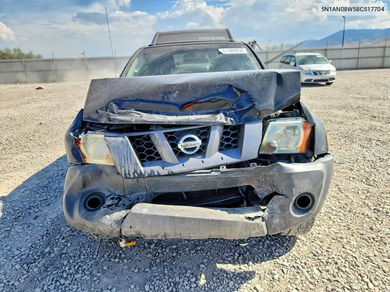 2008 Nissan Xterra X VIN: 5N1AN08W58C517704 Lot: 61580856