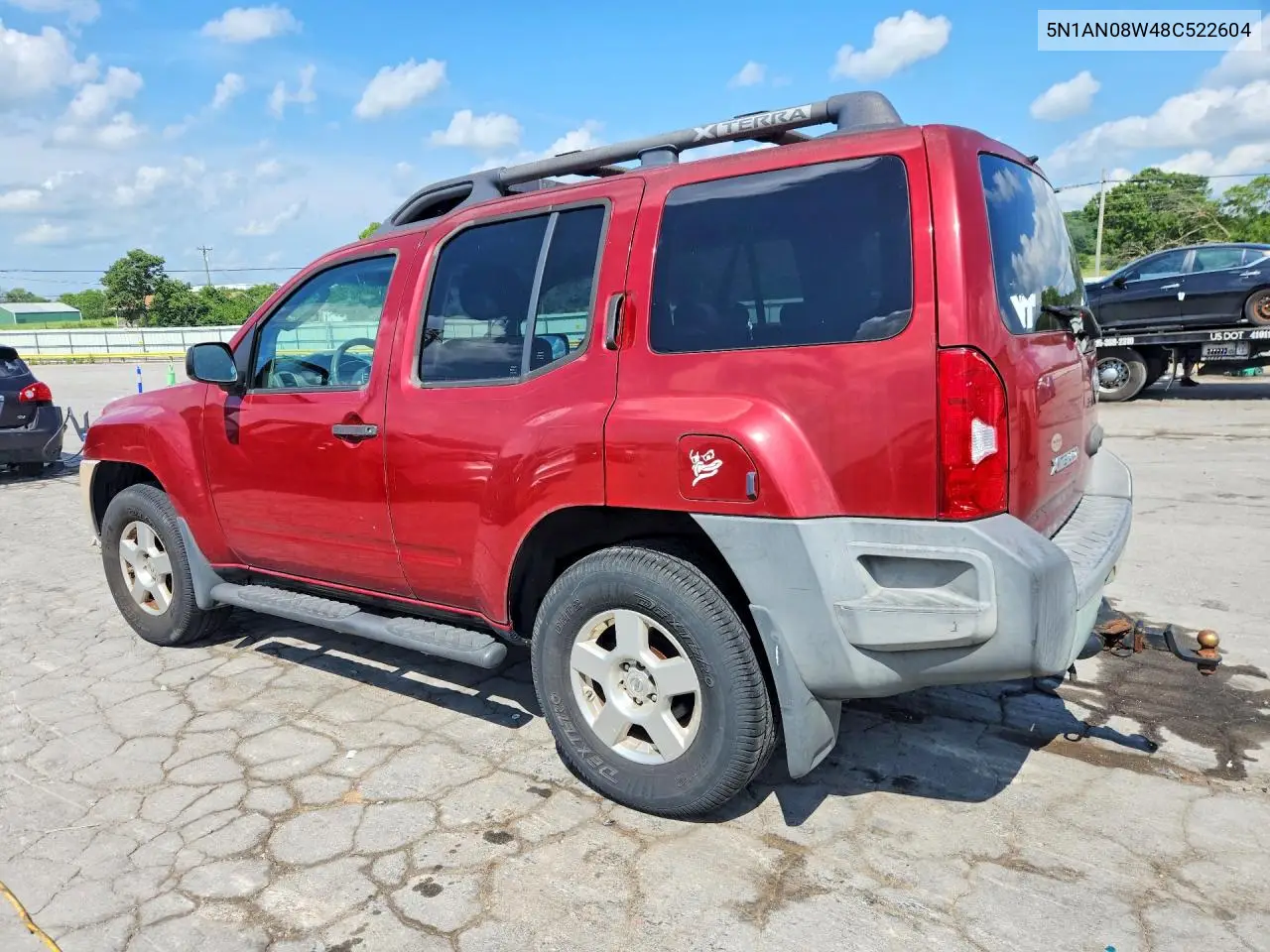 2008 Nissan Xterra X VIN: 5N1AN08W48C522604 Lot: 62046006