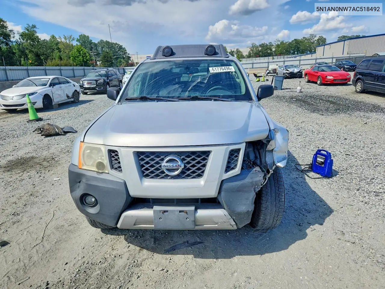2010 Nissan Xterra X VIN: 5N1AN0NW7AC518492 Lot: 61776496