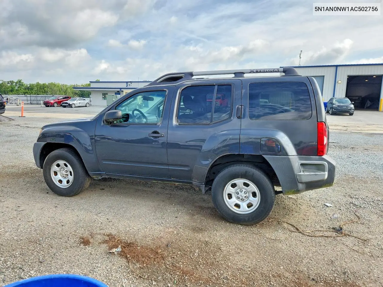 2010 Nissan Xterra X VIN: 5N1AN0NW1AC502756 Lot: 62030616