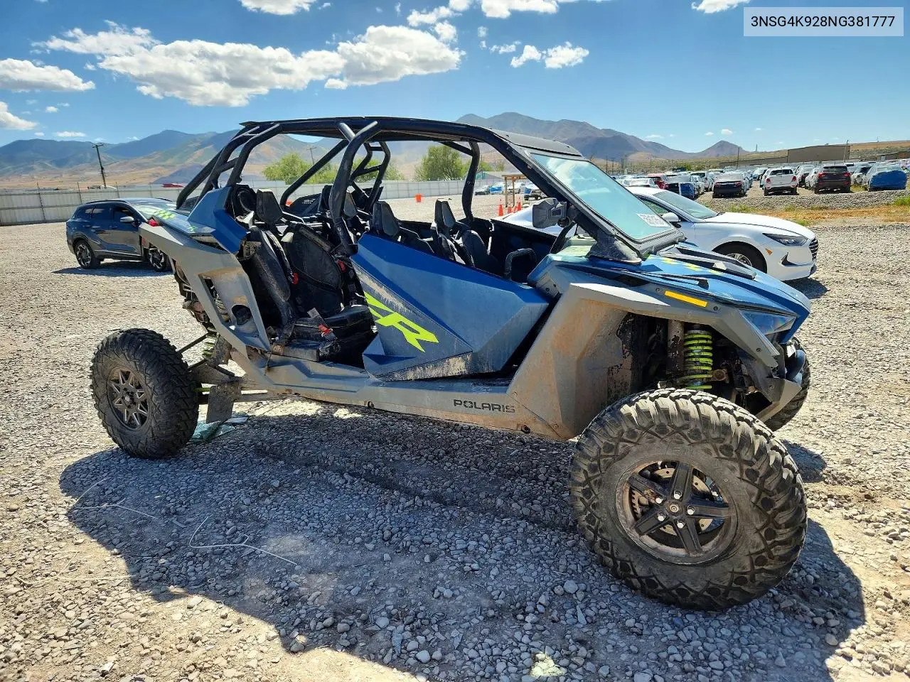 2022 Polaris Rzr Utility Vehicle VIN: 3NSG4K928NG381777 Lot: 58913186