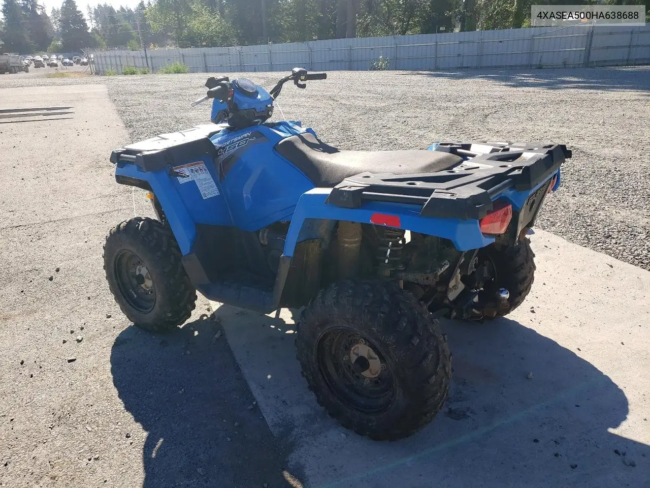 2017 Polaris Sportsman 450 H.o. VIN: 4XASEA500HA638688 Lot: 60457306