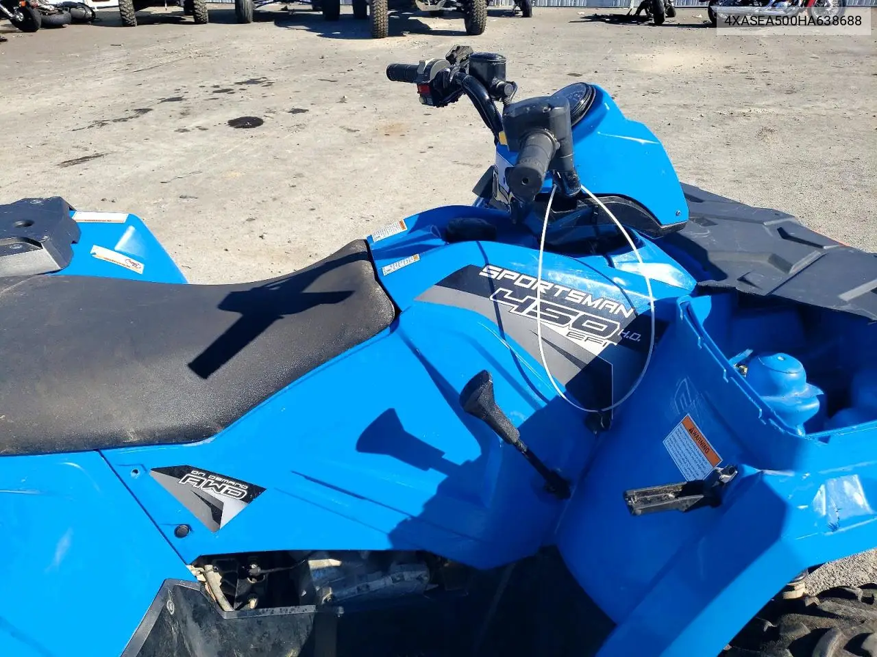 2017 Polaris Sportsman 450 H.o. VIN: 4XASEA500HA638688 Lot: 60457306