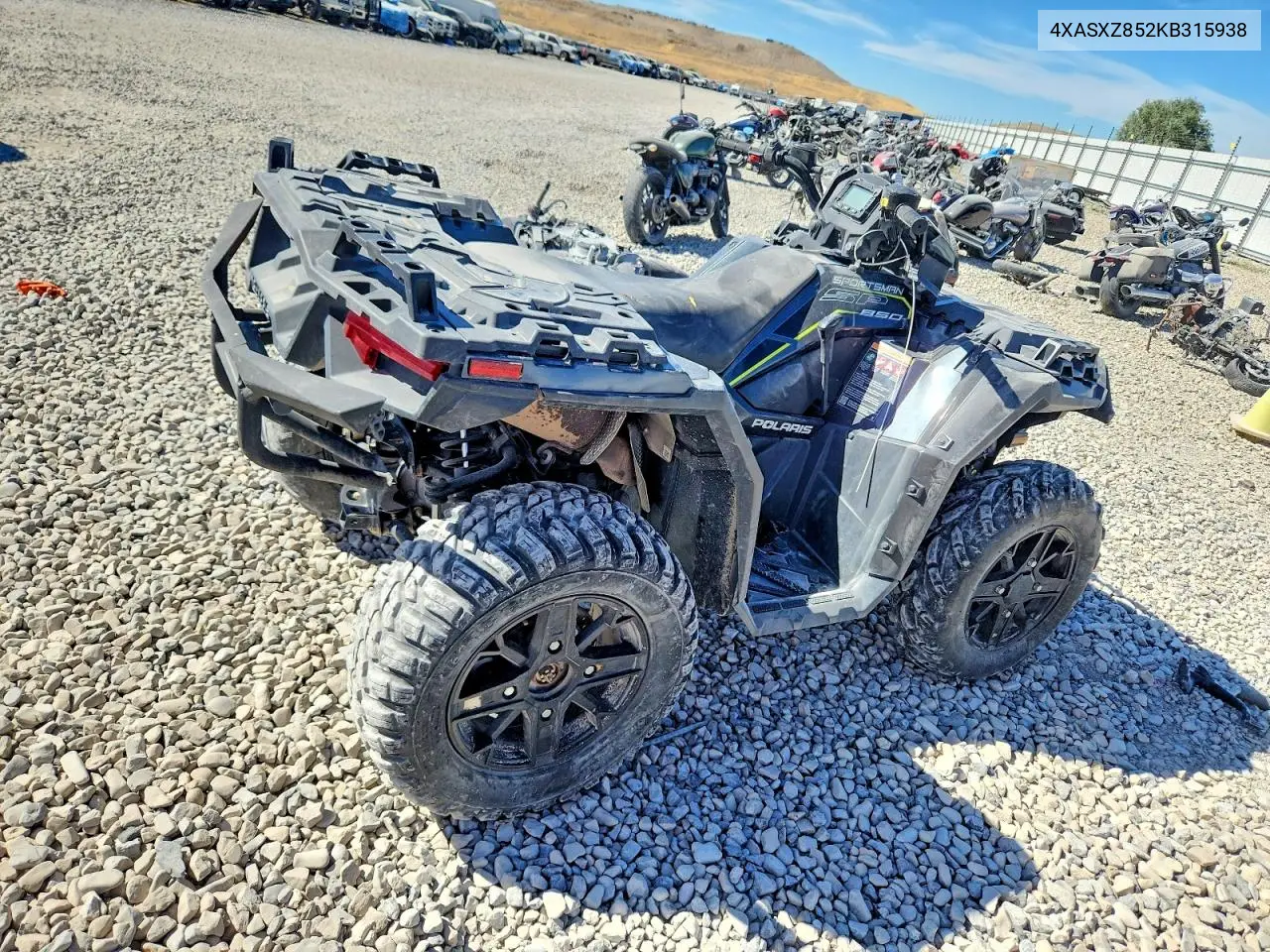 2019 Polaris Sportsman Atv VIN: 4XASXZ852KB315938 Lot: 57053446