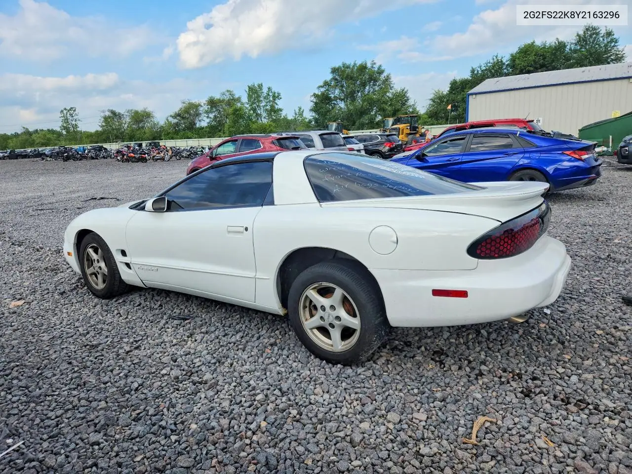 2000 Pontiac Firebird VIN: 2G2FS22K8Y2163296 Lot: 59956756