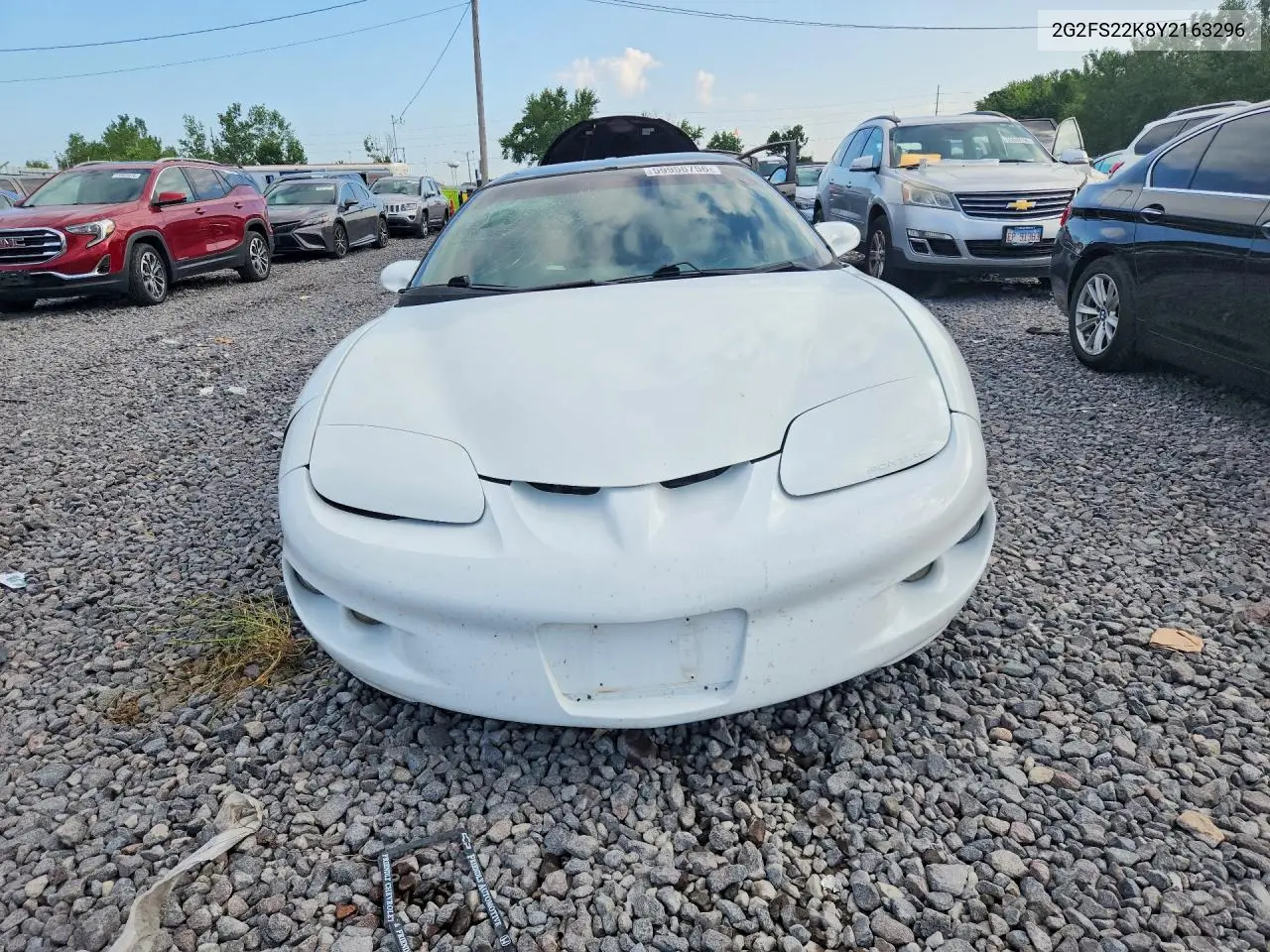 2000 Pontiac Firebird VIN: 2G2FS22K8Y2163296 Lot: 59956756