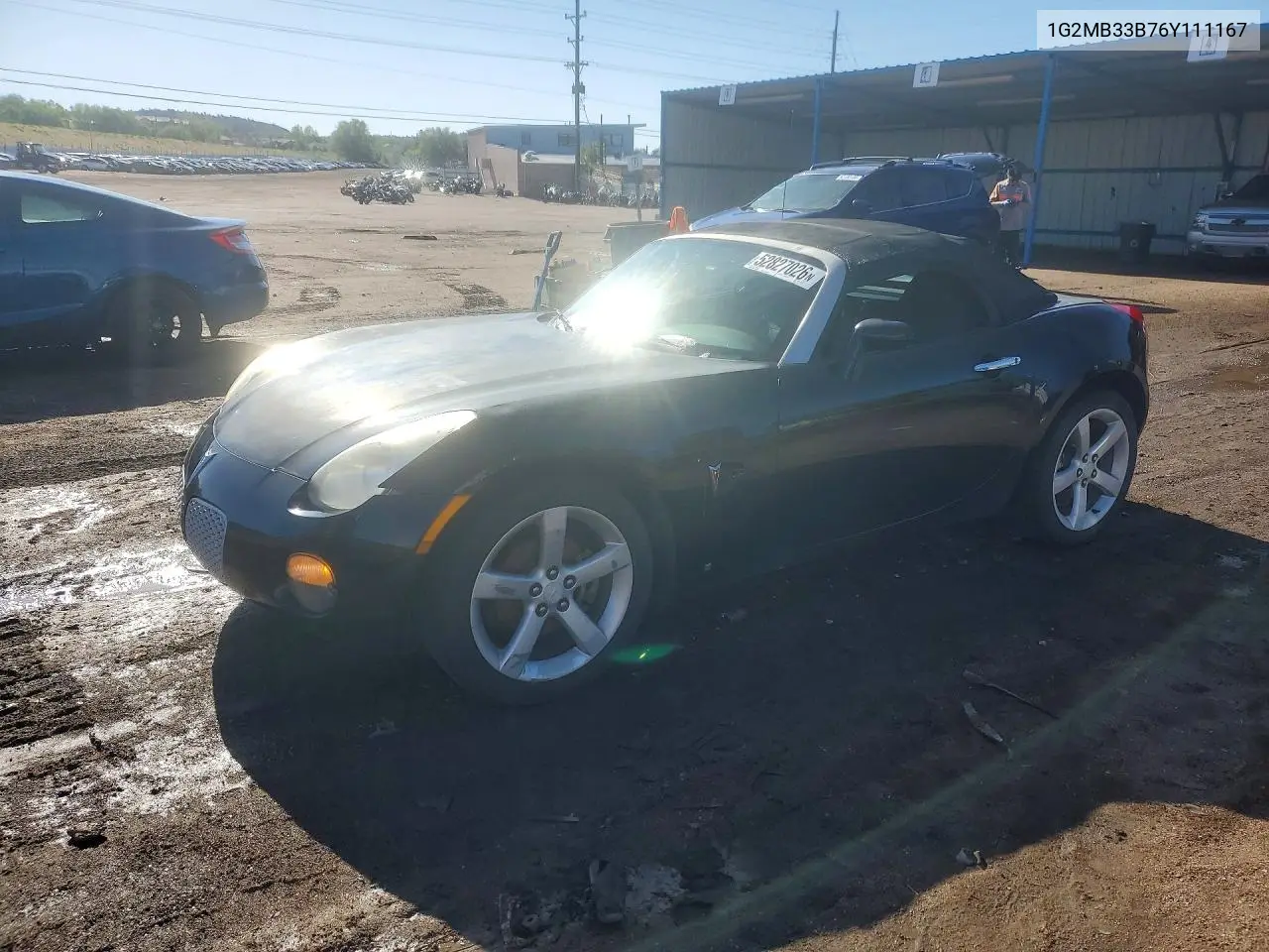 2006 Pontiac Solstice VIN: 1G2MB33B76Y111167 Lot: 52827026