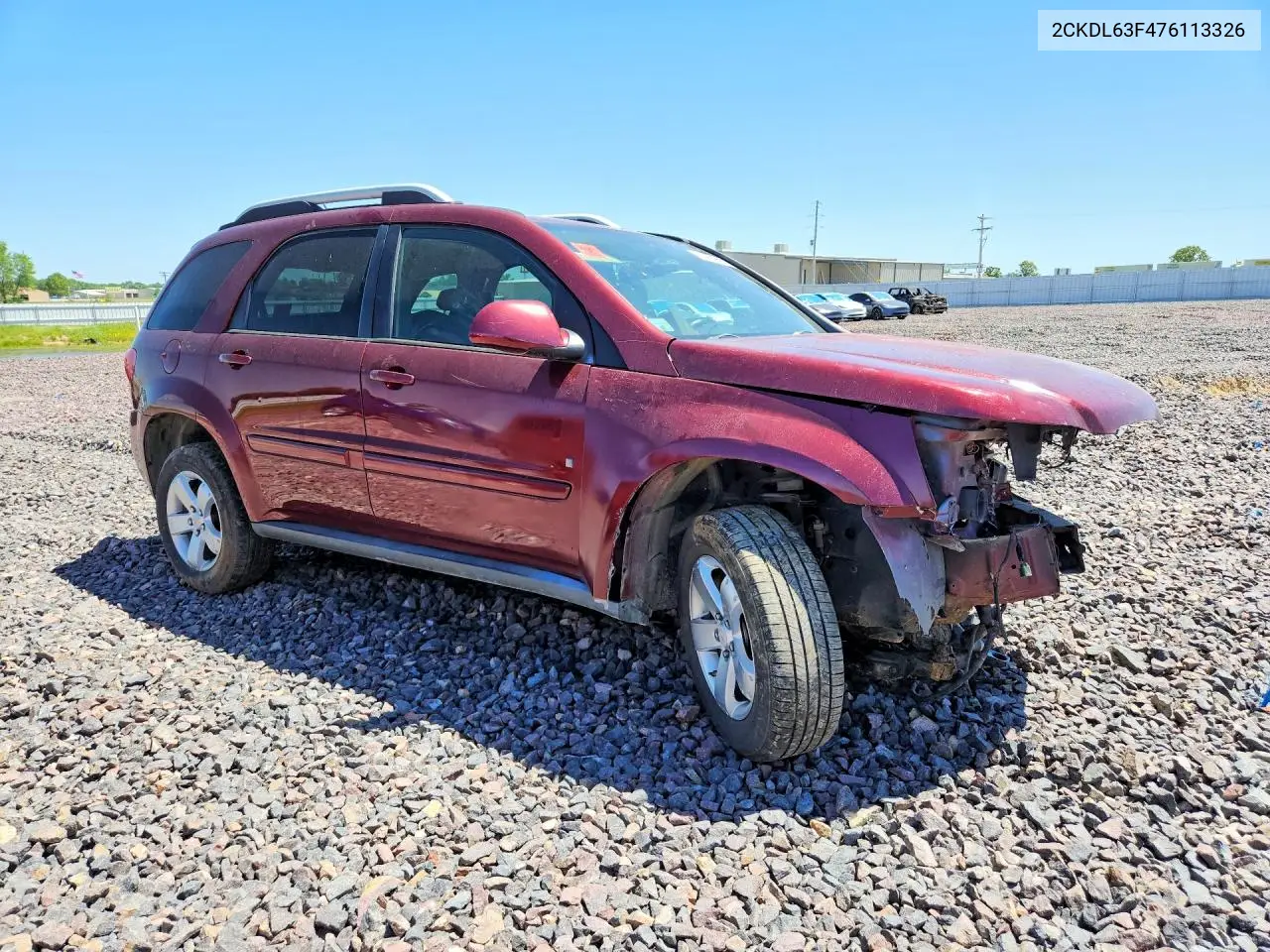 2007 Pontiac Torrent VIN: 2CKDL63F476113326 Lot: 53468966