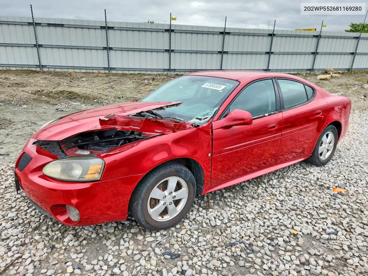 2008 Pontiac Grand Prix VIN: 2G2WP552681169280 Lot: 57698306
