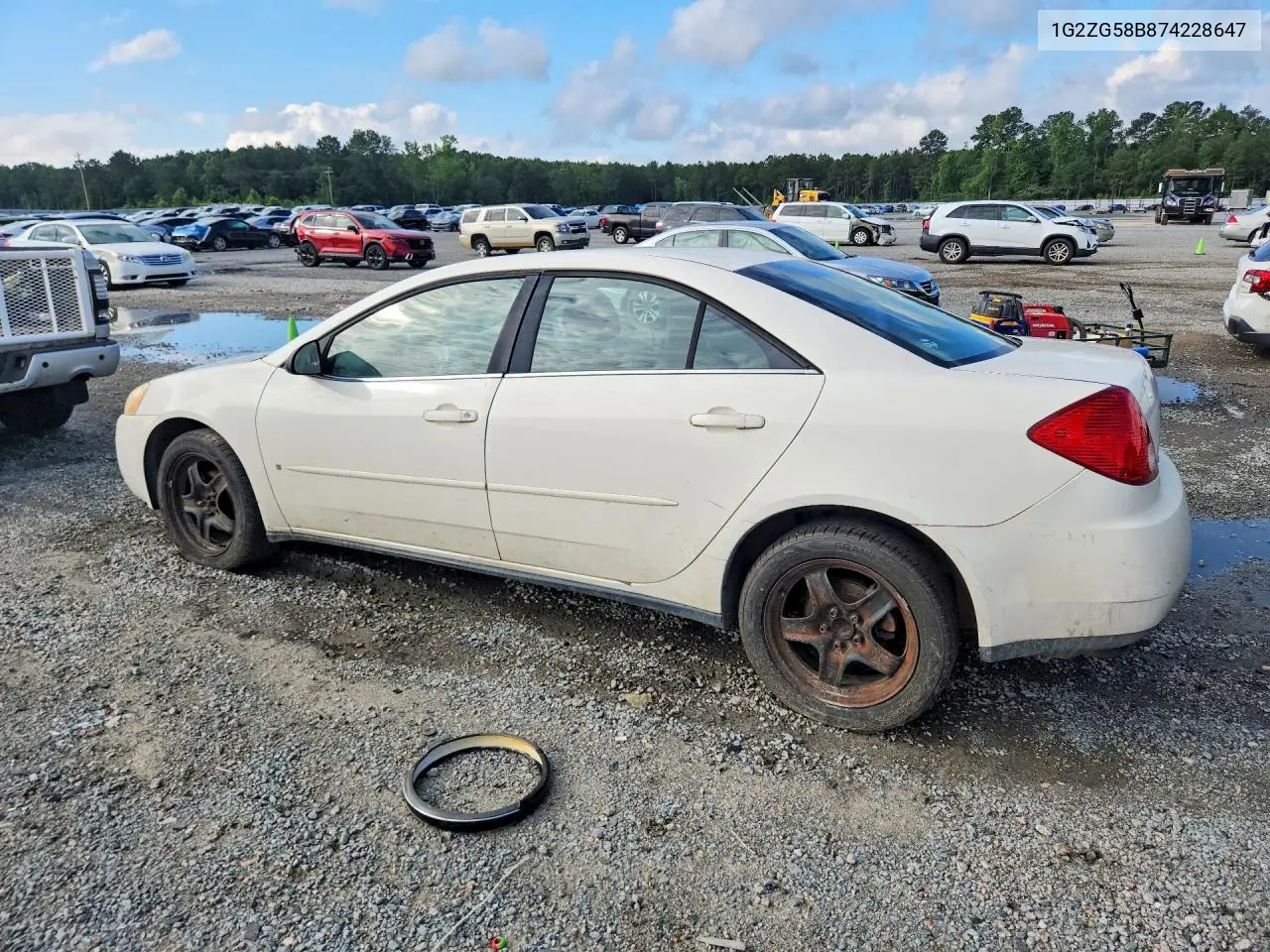 2007 Pontiac G6 Base VIN: 1G2ZG58B874228647 Lot: 57137846
