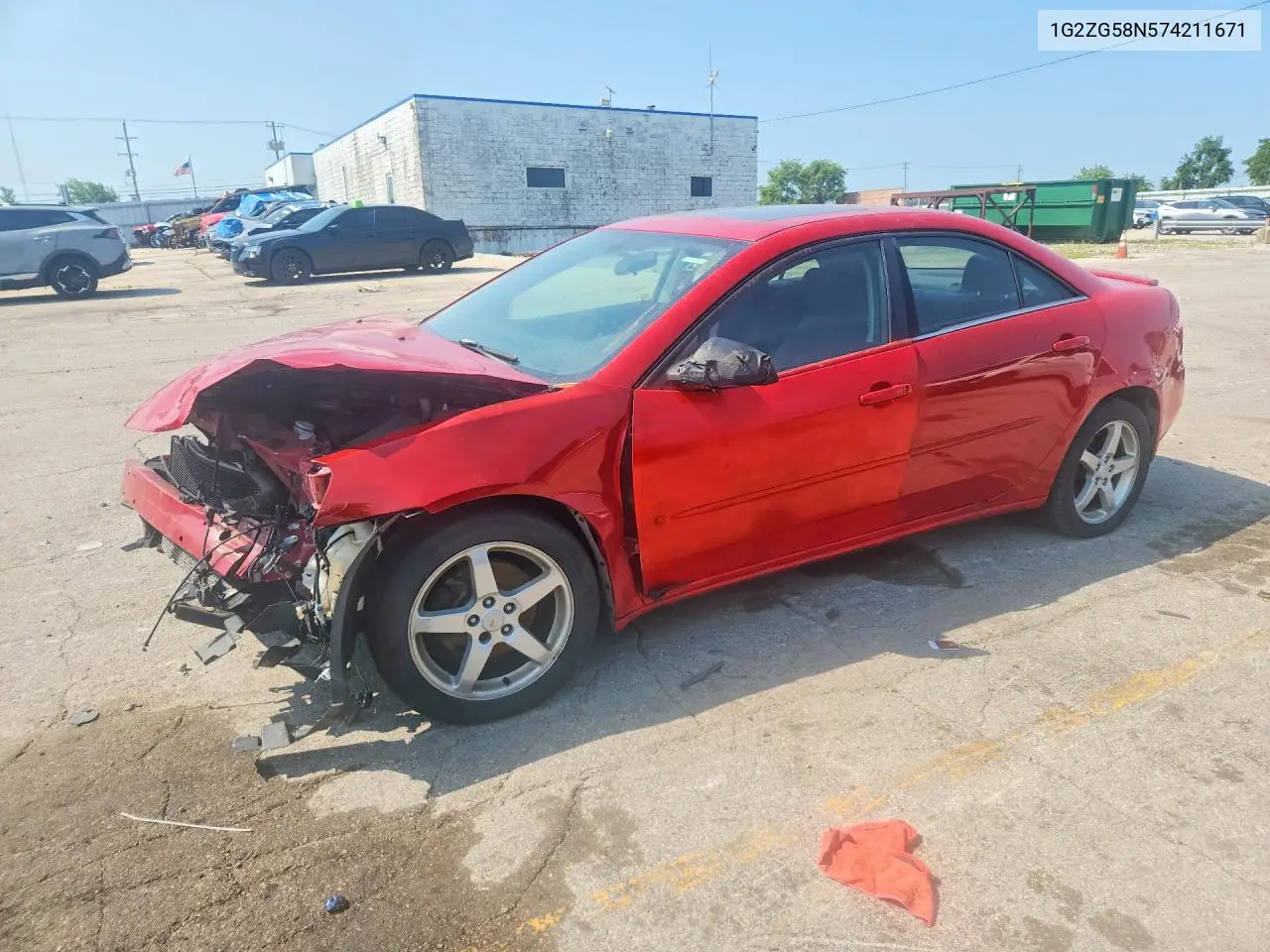 2007 Pontiac G6 Base VIN: 1G2ZG58N574211671 Lot: 61131176
