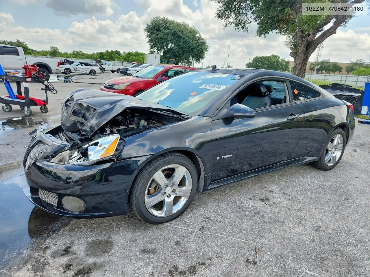 2008 Pontiac G6 Gxp VIN: 1G2ZM177084211180 Lot: 57949746