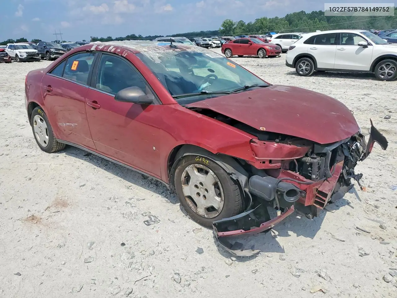 2008 Pontiac G6 Value Leader VIN: 1G2ZF57B784149752 Lot: 58220606