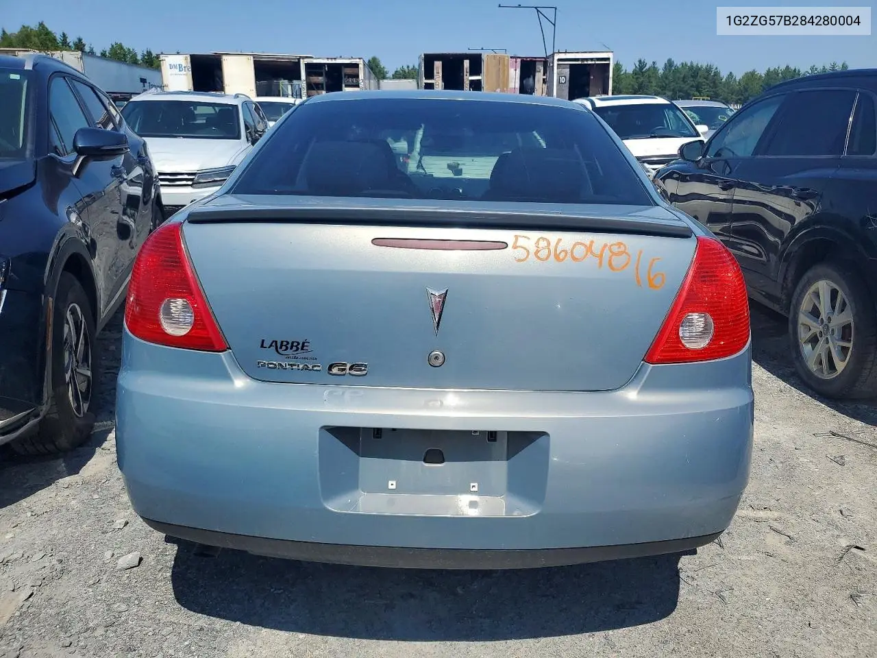 2008 Pontiac G6 Base VIN: 1G2ZG57B284280004 Lot: 58604816