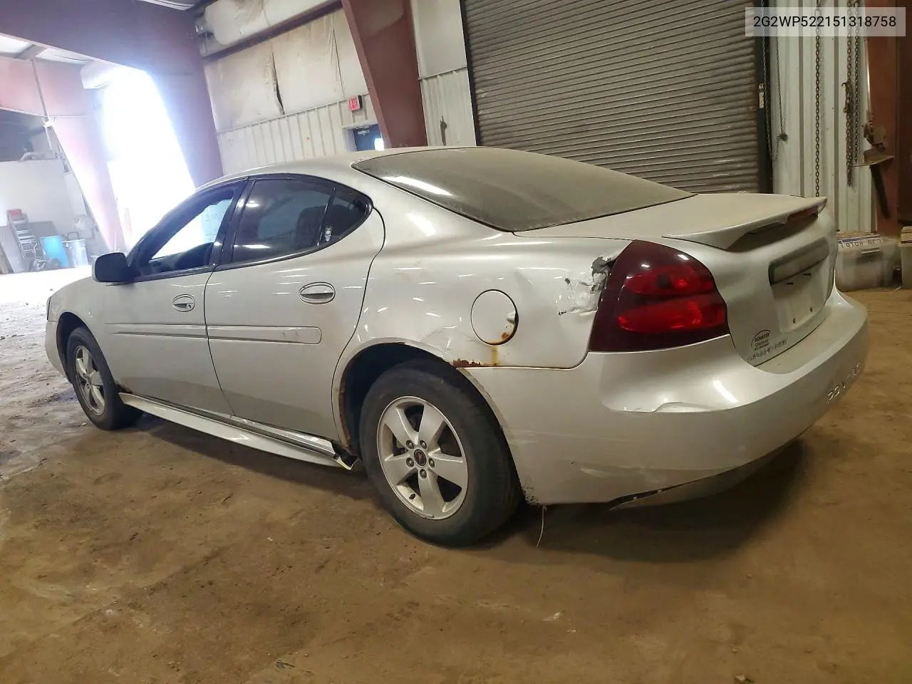 2005 Pontiac Grand Prix VIN: 2G2WP522151318758 Lot: 60663836