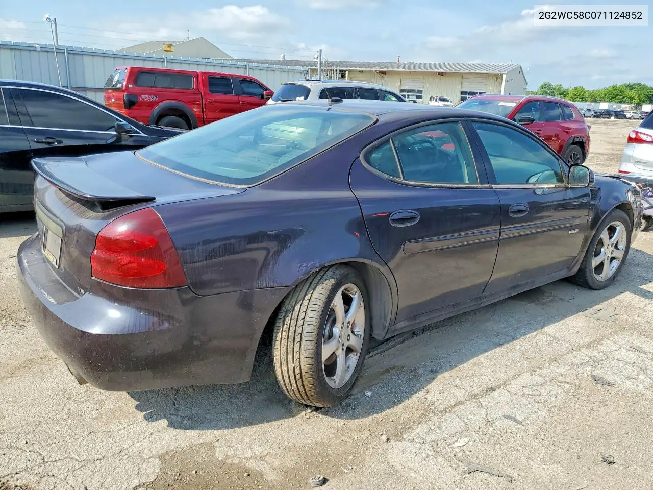 2007 Pontiac Grand Prix Gxp VIN: 2G2WC58C071124852 Lot: 57836266